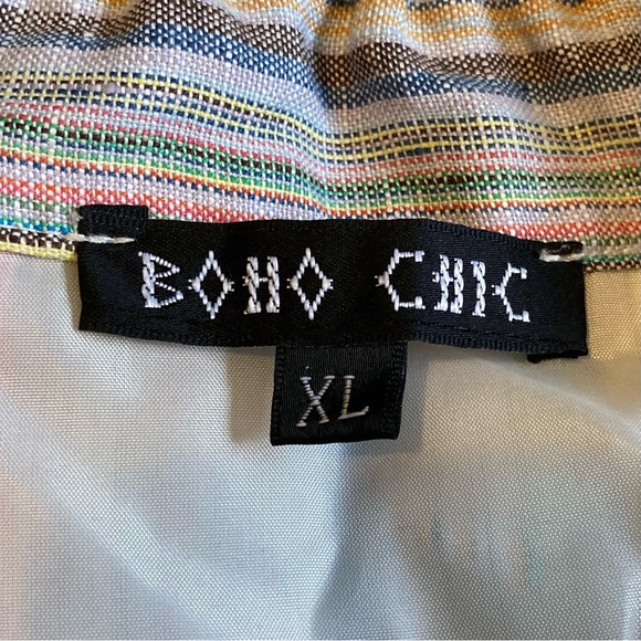 Boho Chic 100% Linen Lined Striped Multicolor Women's Jacket with 3/4 Sleeve - Picture 6 of 11